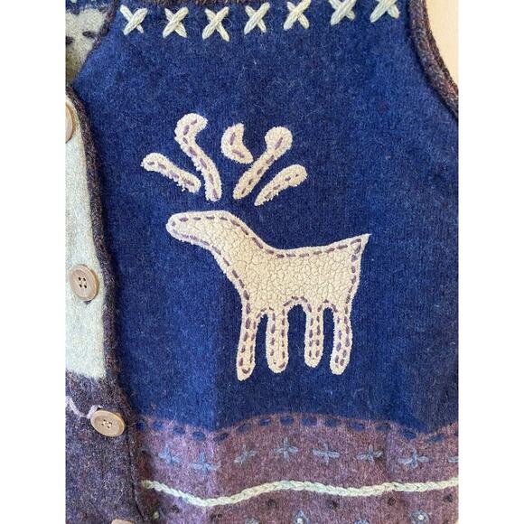 Robert Scott Siize L - Vintage Embroidery Cardigan Sweater Vest Snowflake Etc - Picture 3 of 12